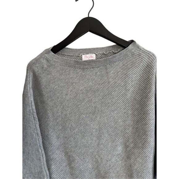 Pink Lily feeling your best off the shoulder gray rubbed sweater size large - Picture 5 of 9